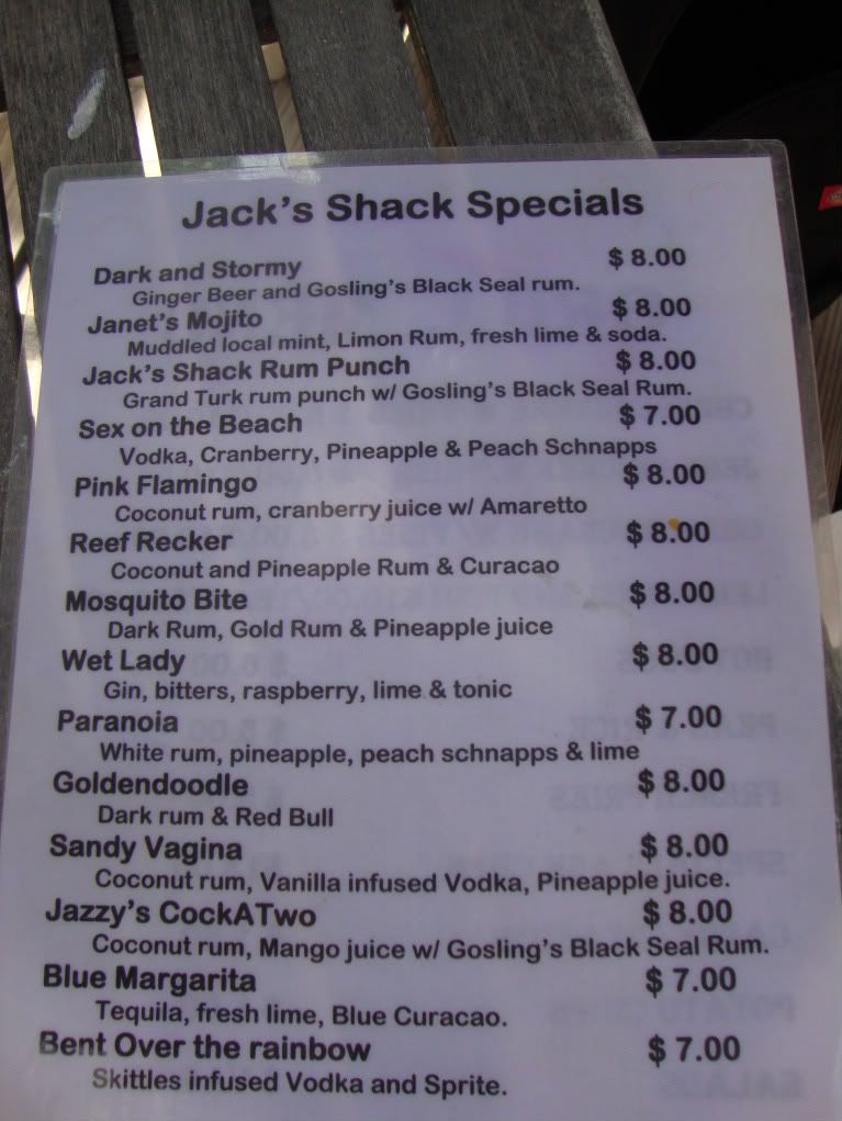Jacks Shack Menu here! Grand Turk Cruise Critic Community